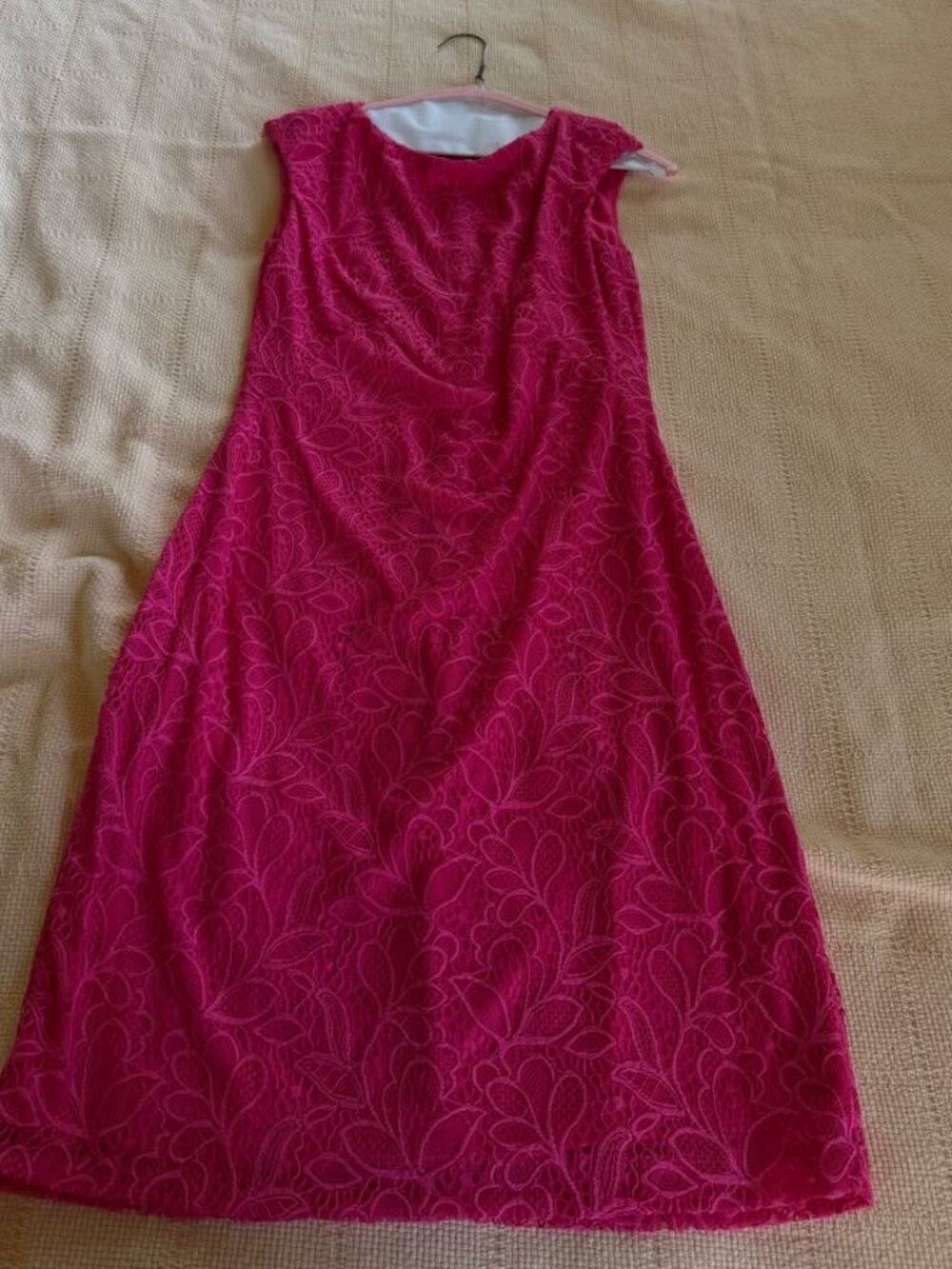 Chaps Pink Lace Sheath Dress Size 4 Sleeveless Cocktail Wedding Guest